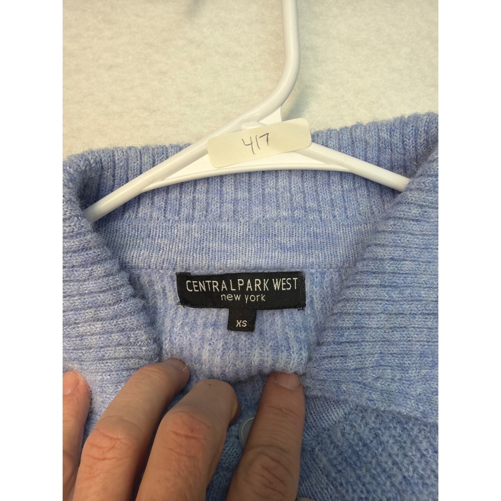 Central Park West Womens Light Blue Ribbed Knit Button Front Polo Cardigan XS - Picture 4 of 6